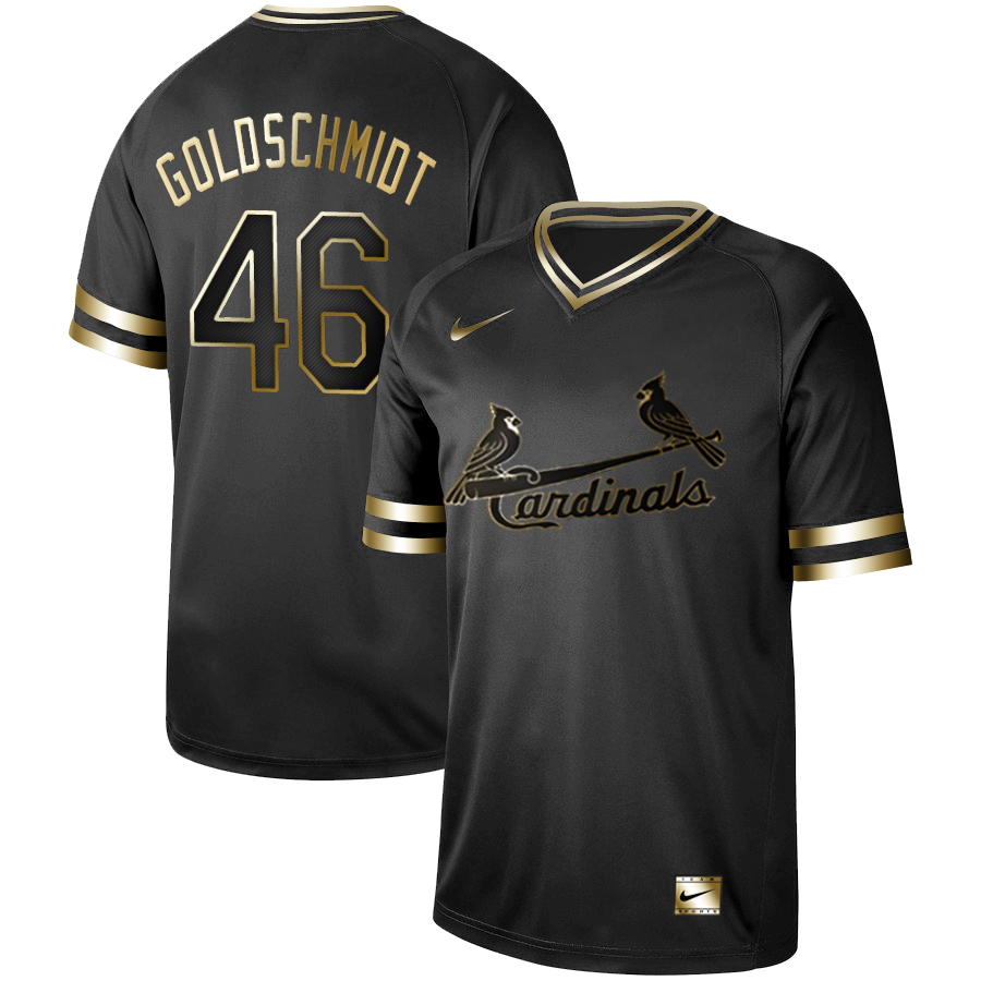 Men's St. Louis Cardinals #46 Paul Goldschmidt Black Gold Stitched MLB Jersey